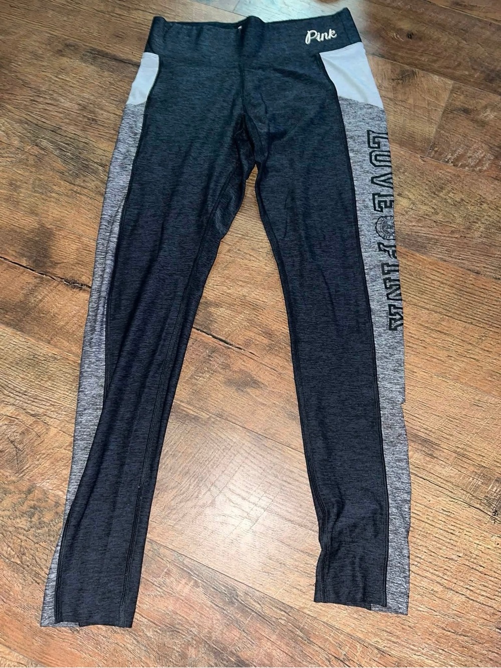 PINK Victoria's Secret Black & Gray Colorblock Girls' Leggings